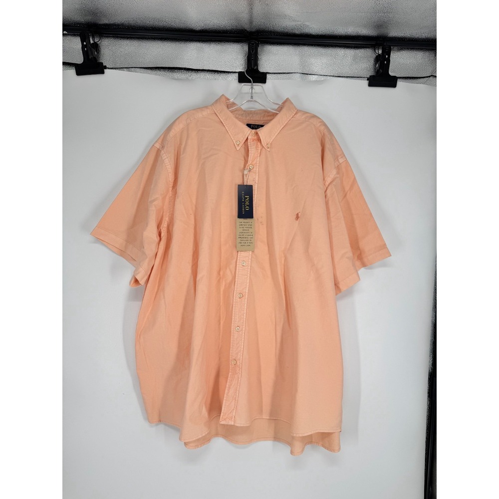 Polo Ralph Lauren Shirt 4XL Big 4XB Short Sleeve Button Down Amber Orange Pony